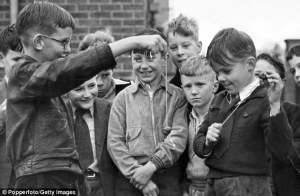 Playing conkers in the school playground